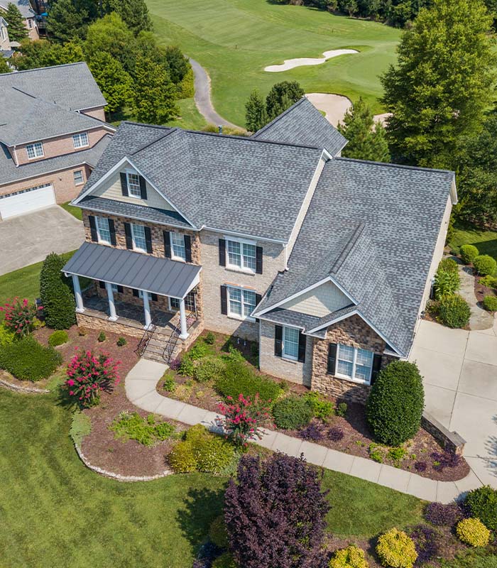Aerial view of beautiful cleaned roof in house